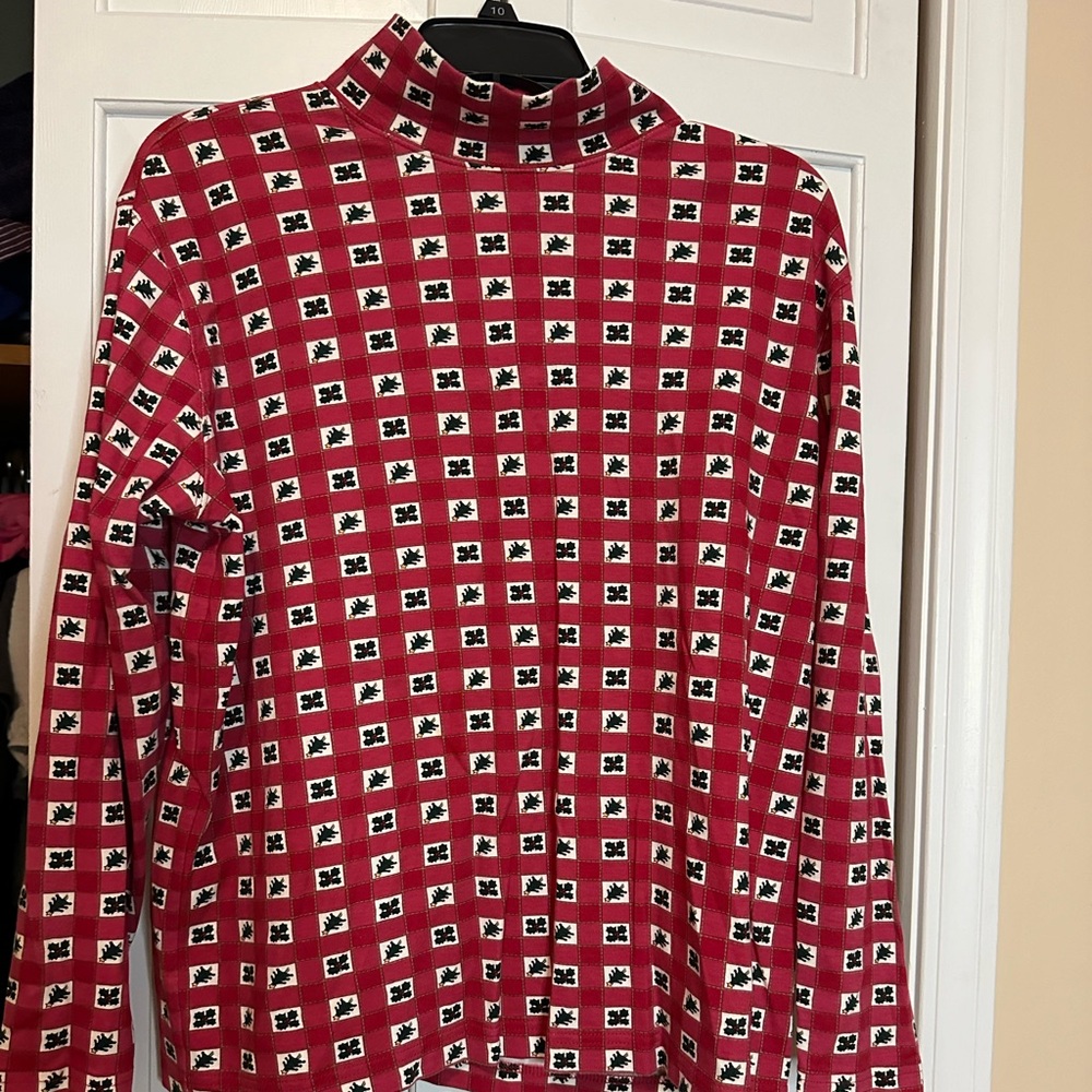 Vintage Large St John's Bay Holly print Christmas Holiday turtle neck - Picture 1 of 5